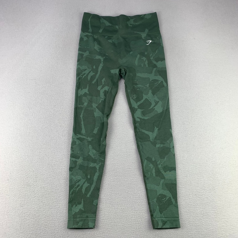 Gymshark Adapt Camo Seamless‎ Leggings Women Small Green Camouflage